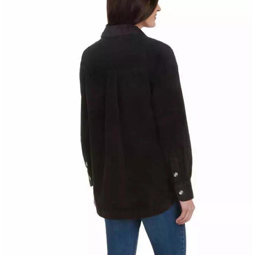 Matty M Women's Corduroy Shirt Jacket  size Large black #37 - Picture 3 of 6
